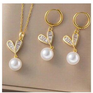 Casual Eleganten perla heart set